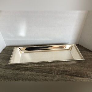 Vtg Silver Rectangular Tray with Decorative Edge